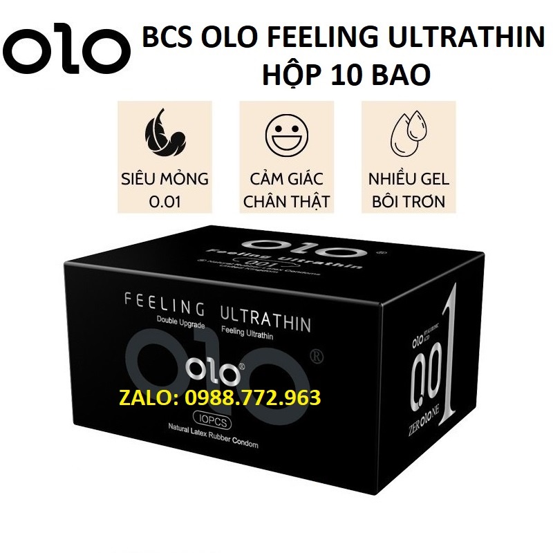 Lẻ 3 chếc bao cao su OLO 001 Feeling Ultrathin, bcs siêu mỏng, an toàn và hiệu quả, nhiều Gel bôi trơn, hàng chính hãng