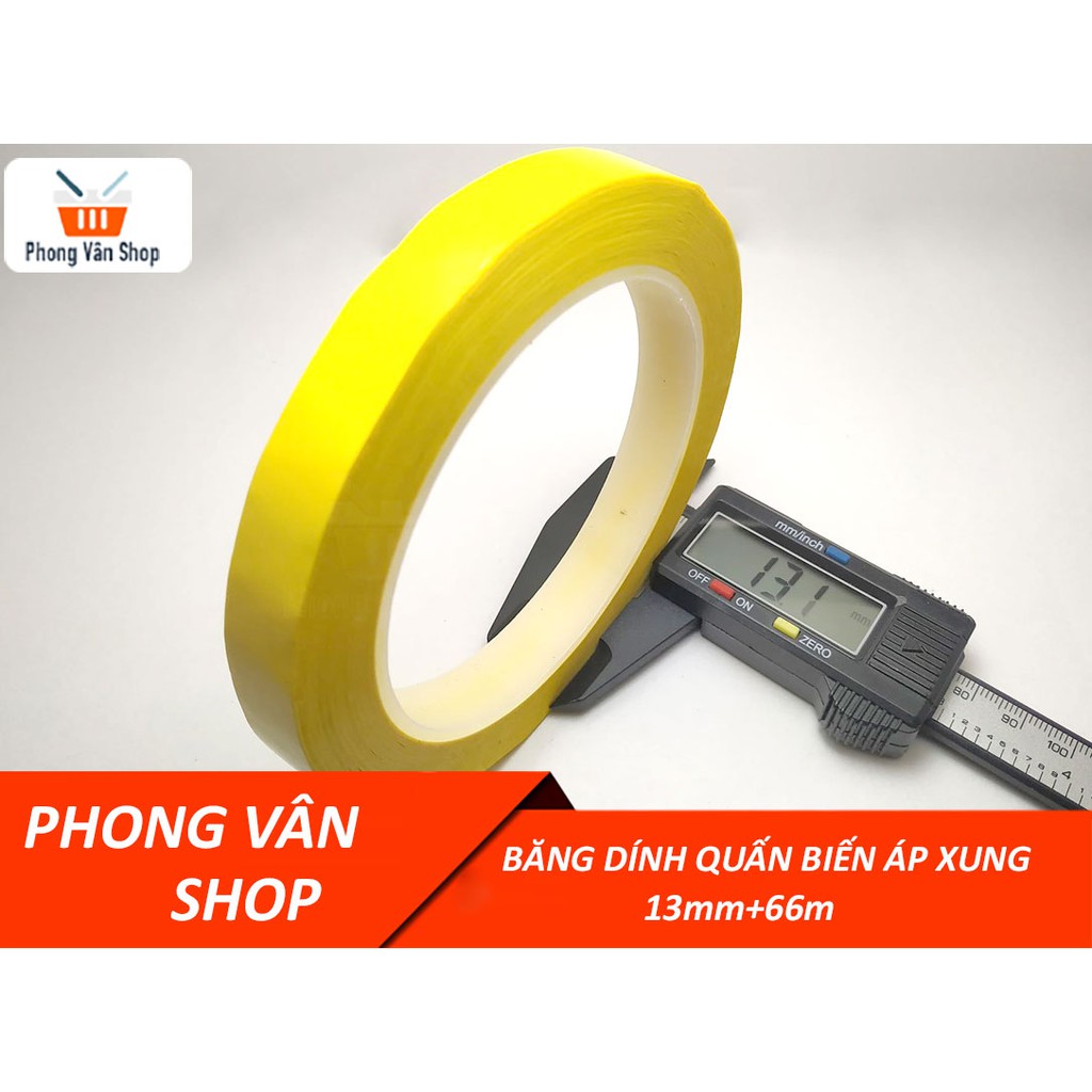 Băng dính quấn biến áp xung 13mm 66m - chịu nhiệt độ cao