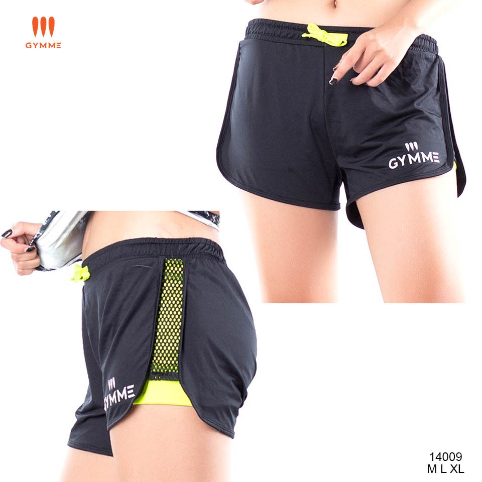 Quần short thể thao nữ ngắn GYMME tập gym, yoga phối lưới - 14009