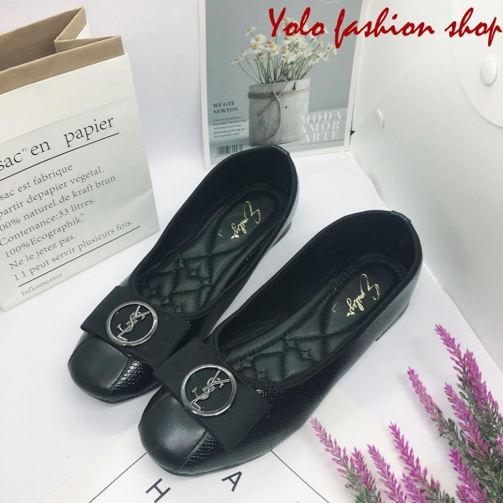 Giày bệt búp bê nữ đính nơ xinh xắn da mềm êm chân - B17 | BigBuy360 - bigbuy360.vn