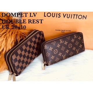 Ví Nam Nữ Cầm Tay Dài LV Hoa Nâu, ô nâu và hoa đen