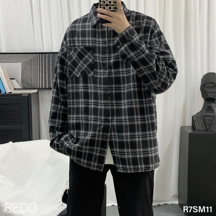 Áo sơ mi nam Hàn Quốc cao cấp dáng rộng dài tay Shirt Loose R7SM11