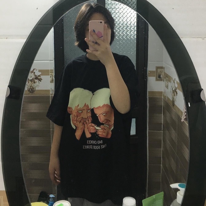 Áo thun tay lỡ nam nữ in hình BadChoice , Vải Cotton Form Oversize - SELECTED.STORE