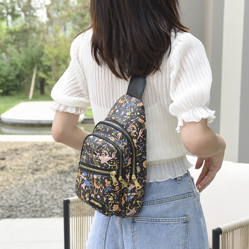 Túi đeo chéo vai bằng da mềm in họa tiết graffiti phong cách harajuku đơn giản đa năng dành cho nữ