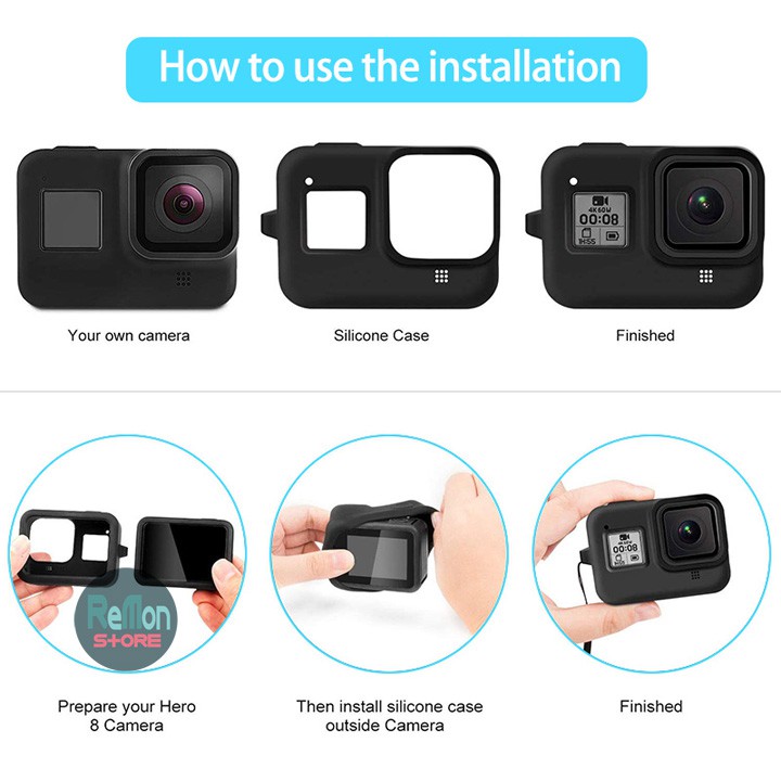 Vỏ cao su silicon cho GoPro Hero 8 có dây cổ tay Puluz (chọn màu) - Hàng chính hãng