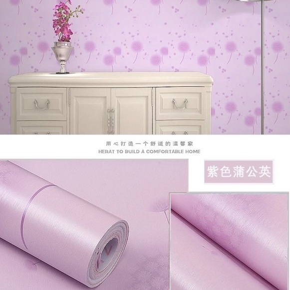 10m giấy dán tường sẵn keo hoa bồ công anh tím (10m x 45cm / cuôn)