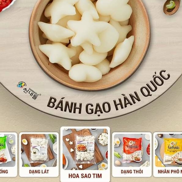 Bánh Gạo Tokbokki hình Sao Tim Hoa 500g/1kg