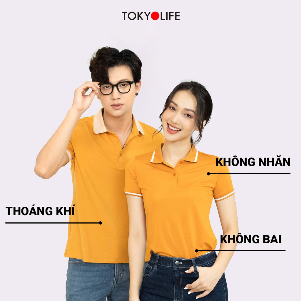 Áo Polo Nam Cotton Cao Cấp, Basic Sang Trọng Lịch Lãm TOKYOLIFE phối viền kẻ cổ lịch lãm N7POL014I