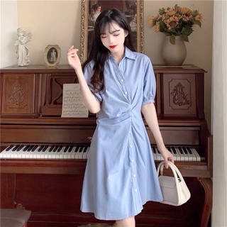 Đầm Sơ Mi Nhún Eo 3 Màu