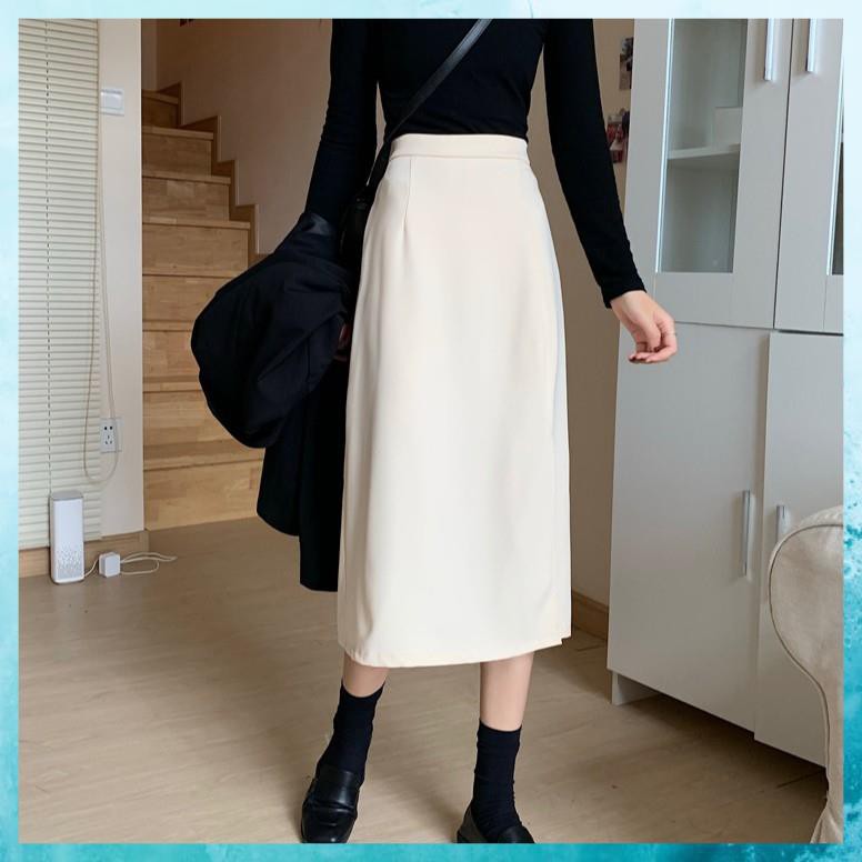 [FreeShip] Chân Váy Chữ A Dài, Đầm Nữ Trắng Đen Dài Xẻ Cạnh Công Sở | BigBuy360 - bigbuy360.vn