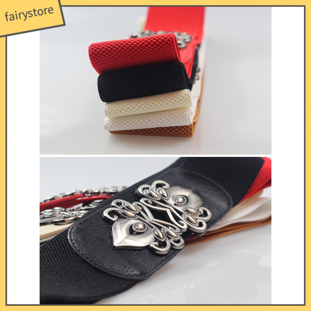 Dây thắt lưng da giả khóa cài kim loại thiết kế hoa phong cách vintage thời trang dành cho nữ