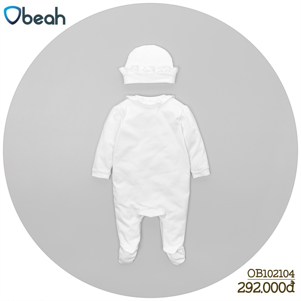 Set body Obeah bé gái màu trắng Chất liệu cotton organic Fullsize Newborn đến 66 cho bé yêu từ 3-8.5kg