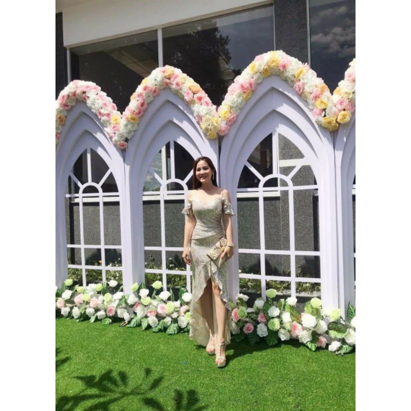 Đầm dạ hội kim sa đuôi tôm phối lưới cao cấp kèm ảnh thật  tặng hoa tai thời trang