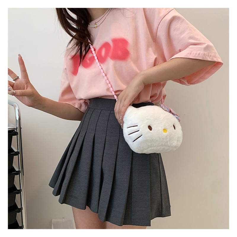 Túi Đeo Chéo Hình Chú Mèo Nhồi Bông Dễ Thương Thời Trang Cho Mẹ Và Bé