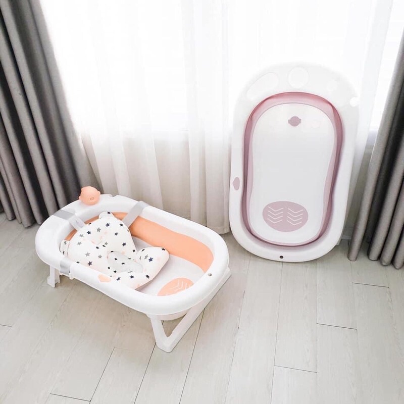 Chậu tắm gấp gọn kèm phao cho bé