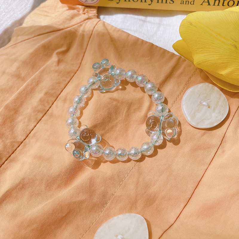 Dây buộc tóc co giãn đính hạt pha lê nhiều màu phong cách Hàn Quốc cho nữ