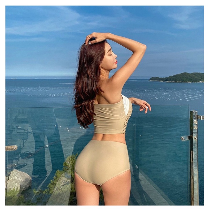 Bikini 2 mảnh hở lưng đồ bơi đi biển liền thân kín đáo sexy Hàn Quốc nâng ngực có gọng 2538 F-6