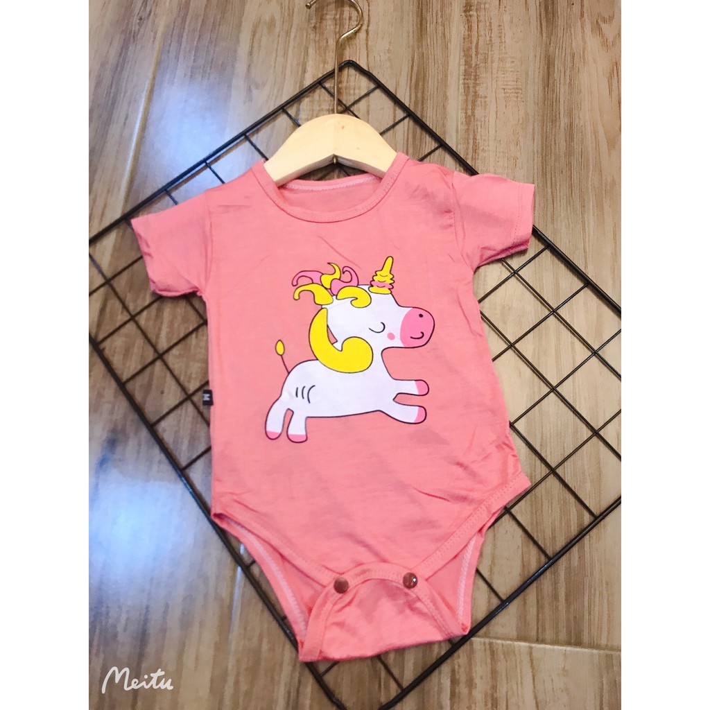 Bodysuit cộc tay thun lạnh 5 màu cực đáng yêu cho bé trai bé gái (4-10kg)