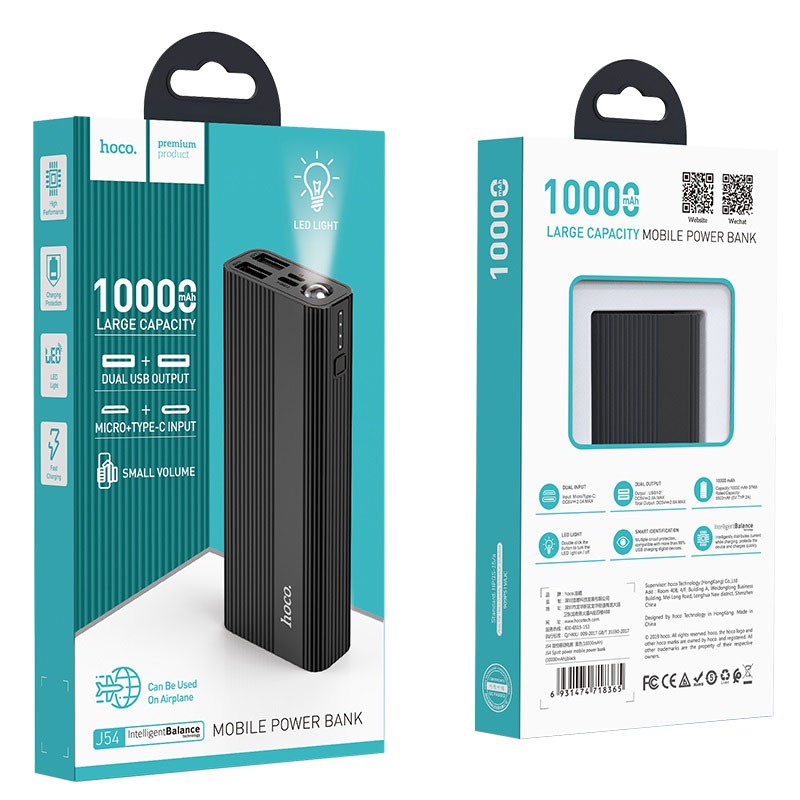 Kết quả hình ảnh cho Pin sạc dự phòng Hoco J54 10.000mAh