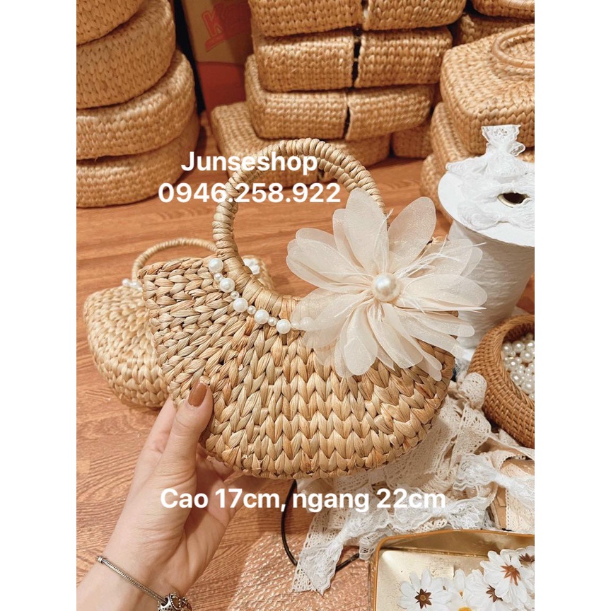 Túi xách cói đi biển, làn cói thời trang đa dạng xinh xỉu