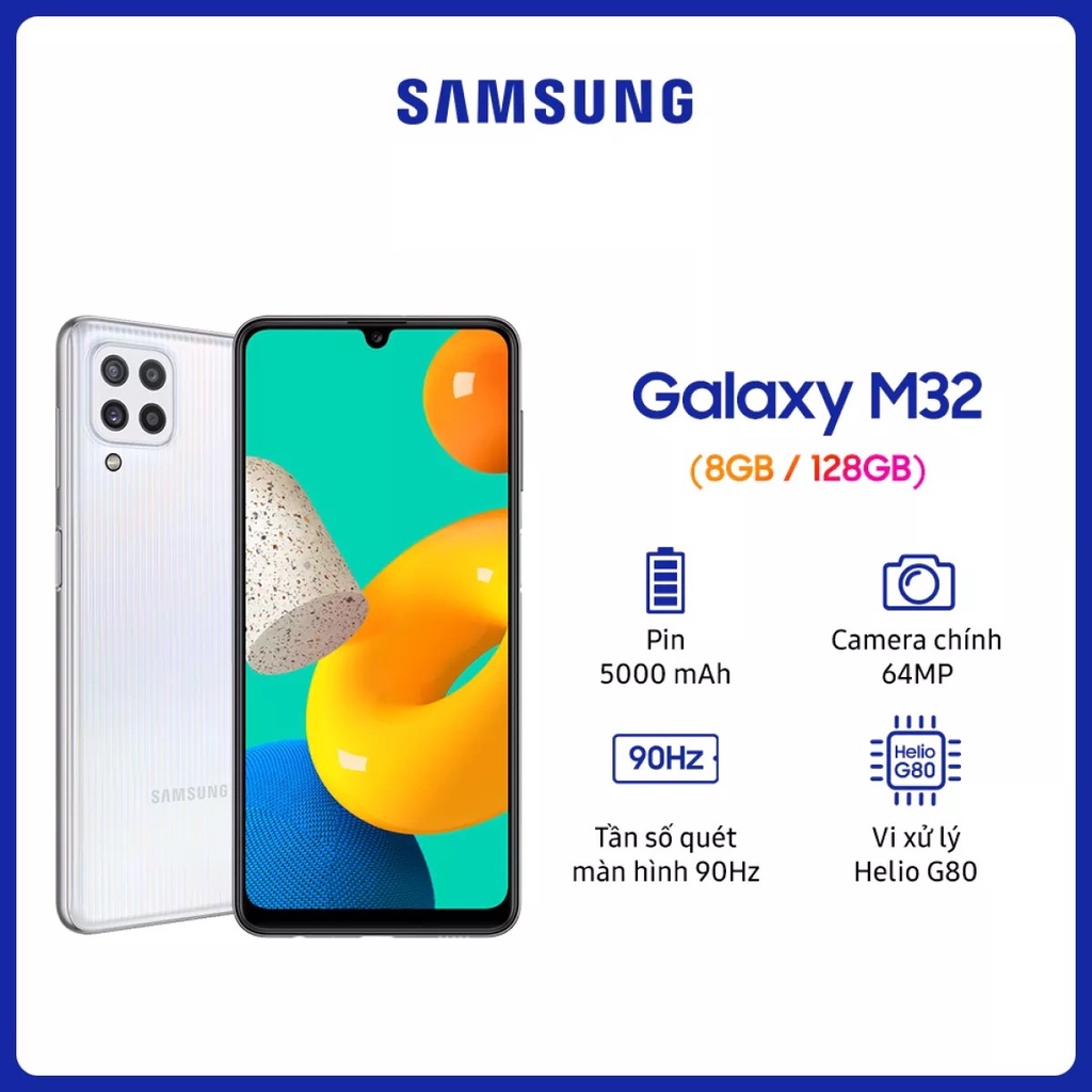 Điện thoại Samsung Galaxy M32 - Pin 5.000 mAH - Tương thích với sạc nhanh 25W