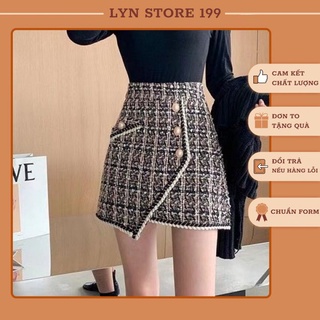 [Freeship] Chân Váy Dạ Hàn Quốc Chân Váy Nữ Phong Cách Tiểu Thư Phối Vạt Lệch Hàng Loại 1 Đủ Size 2 Màu Mã V23