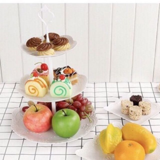 Hàng hot! Khay Đĩa nhựa 3 tầng đựng bánh kẹo trái cây