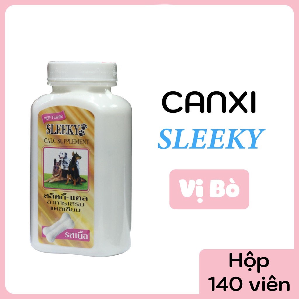 Viên bổ sung canxi cho Chó SLEEKY Calc Supplement Hộp 140 viên Xuất xứ Thái Lan Giúp xương chắc khỏe, Tăng sức đề kháng