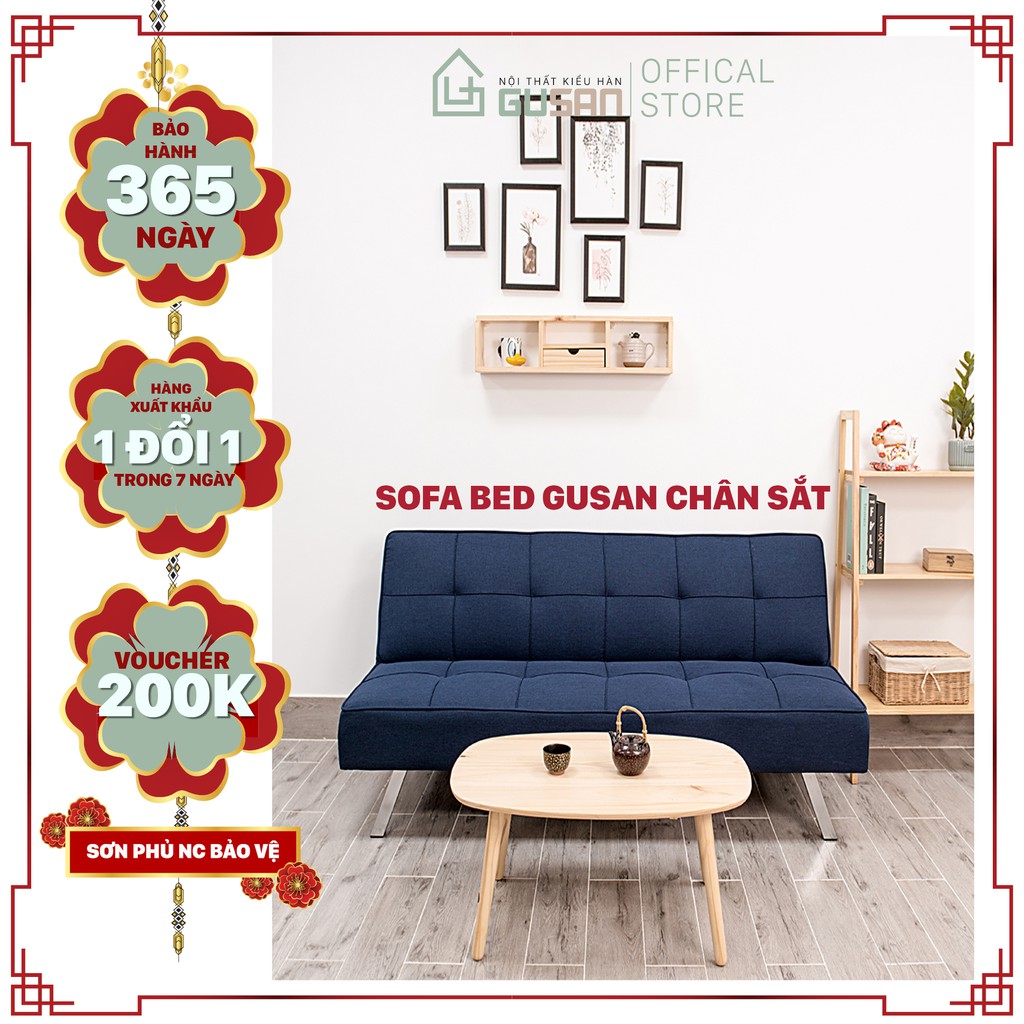 Ghế Sofa Giường Gỗ Đơn Thông Minh Gía Rẻ GUSAN Bed kéo nằm ngủ chân sắt