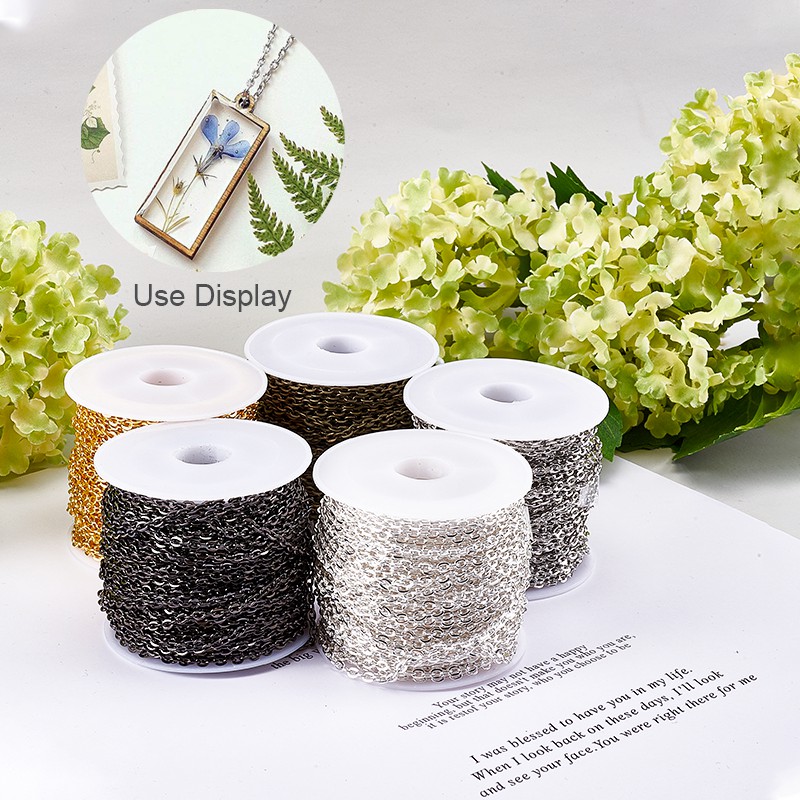 Beebeecraft 10m Iron Cable Chains Unwelded with Spool Cadmium Free & Nickel Free & Lead Free for Jewelry DIY