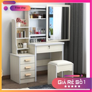 Bàn trang điểm gỗ gương trượt thông minh kèm ghế, bàn phấn trang điểm phòng ngủ BAH030
