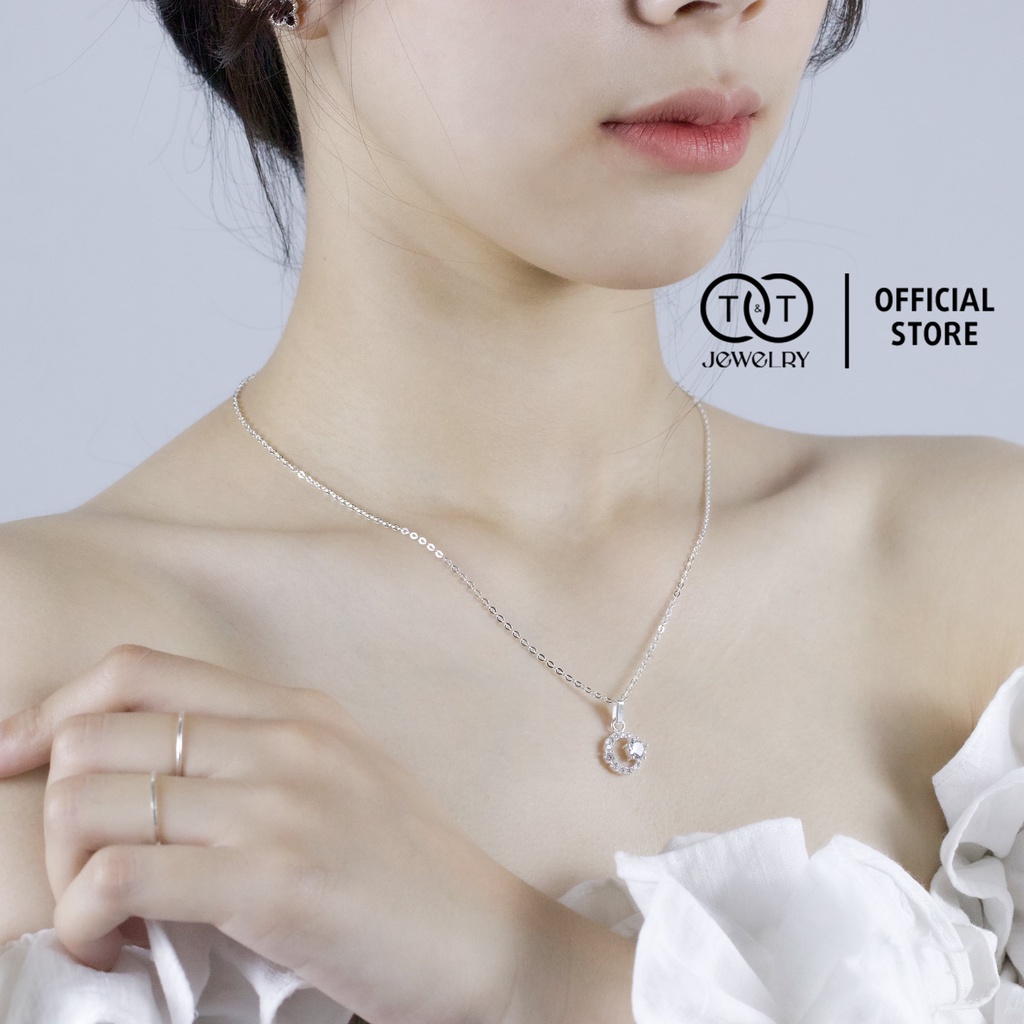 Dây chuyền nữ Bạc Ý s925 Đính Đá Chòng - T&amp;T Jewelry cao cấp DC08