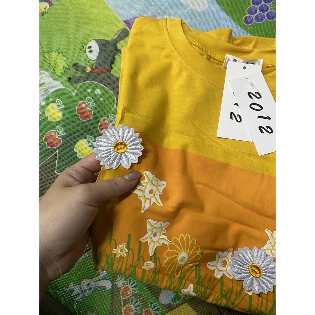 Áo Thun Vàng May Hoa Nhí PEONYB Nữ [FREESHIP]  Phông form rộng ngắn tay lỡ phong cách vintage cá tính Ulzzang