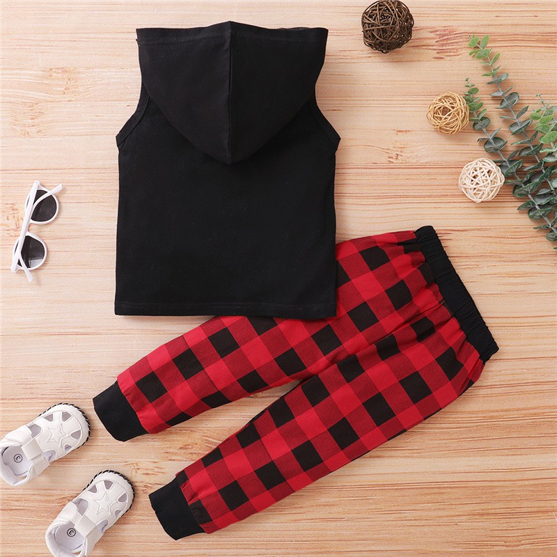 Set Áo Tay Ngắn Có Mũ Trùm Đầu In Chữ + Quần Mikrdoo Cho Bé Trai Bé Gái