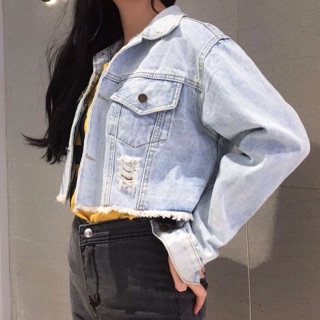 Áo khoát jean lửng đẹp như hình
