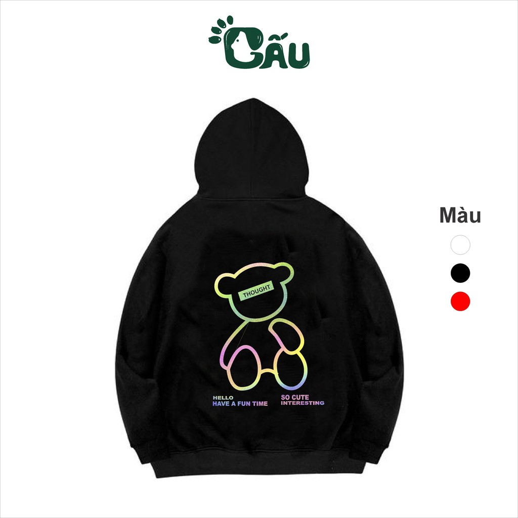 Áo khoác hoodie Gấu194  Gấu Phản Quang vải nỉ co dãn, dày dặn mềm mịn form rộng
