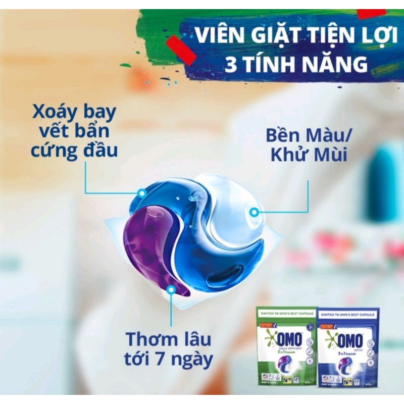 Túi 17 viên giặt tiện lợi OMO công nghệ Anh