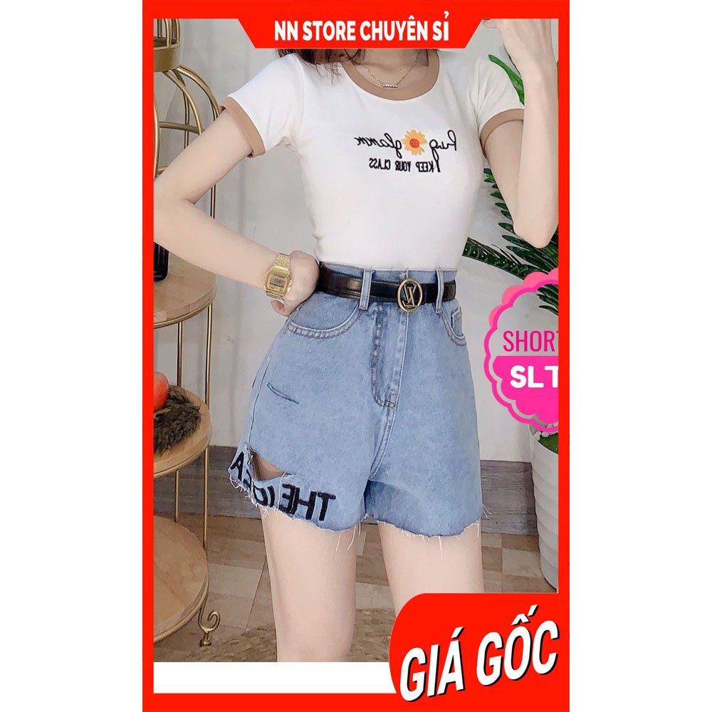 Quần short jean nữ Quần đùi nữ chất jean cao cấp SLT short jean tổng hợp