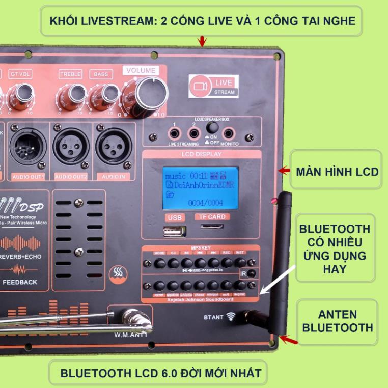 Mạch loa kéo 5 tấc đơn 500W Reverb chống hú DSP Livestream Equalizer 5 Band, chạy FET IRFB32N15D