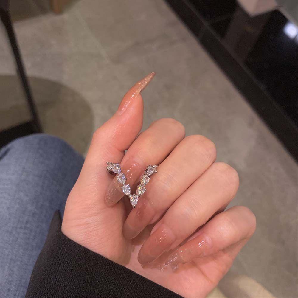 Nhẫn Cổ Điển Hình Chữ V Thời Trang|Nhẫn Đeo Tay Kiểu Hàn Quốc Thiết Kế Xinh Xắn Cho Nữ