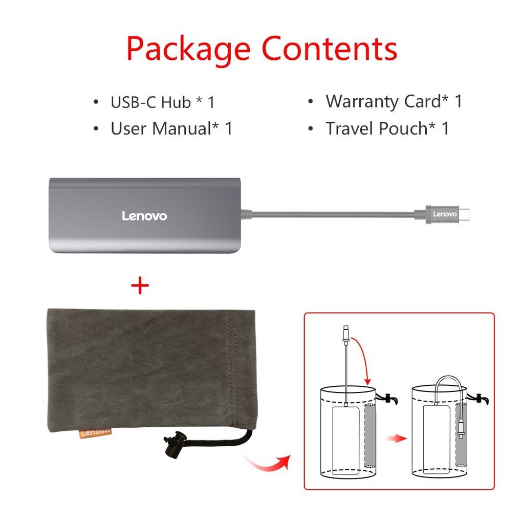 CÁP TYPE-C -&gt; 2 USB 3.0 + HDMI + LAN + SD LENOVO (C109GY)