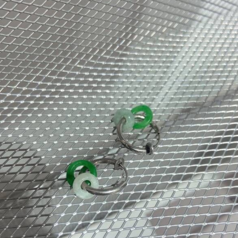 Bông Tai Thép Titan Đính Ngọc Bích Thời Trang Hip Hop Đường Phố Cho Nam Và Nữ