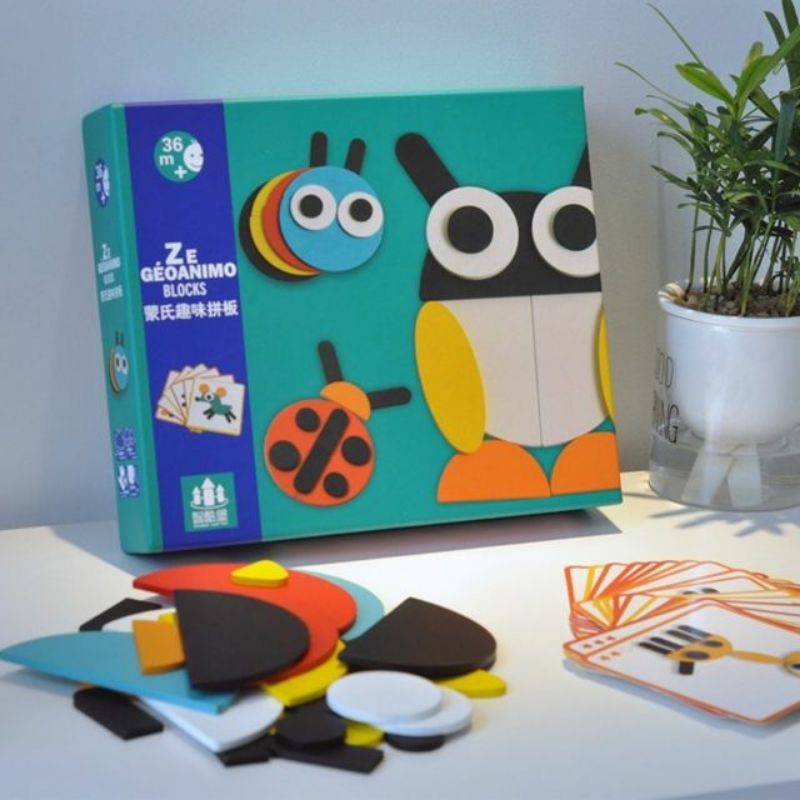 Bộ ghép hình Montessori Fun board, Giáo cụ Montessori ghép hình con vật cho bé phát triển phát triển tư duy