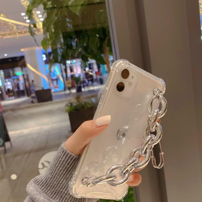 Ốp điện thoại có dây đeo chuỗi ngọc trai phối mặt hình trái tim đơn giản dành cho Iphone x 8plus xr 11 12