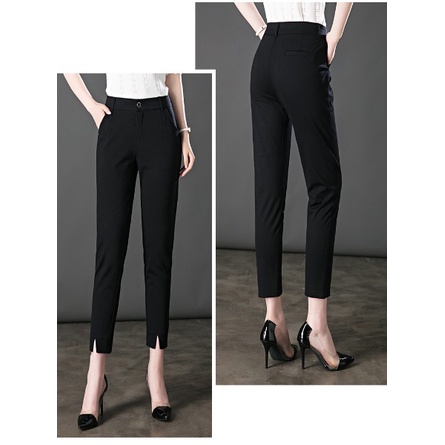 (50-90 KG) QUẦN TÂY ĐEN XẺ GẤU, CHẤT COTTON CO GIÃN MẠNH, PHỐI CÙNG ÁO SƠ MI HAY ÁO KIỂU ĐỂU MẶC.