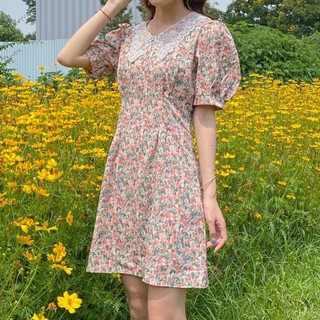 VÁY HOA NHÍ LỤA HÀN VINTAGE HÀN QUỐC
