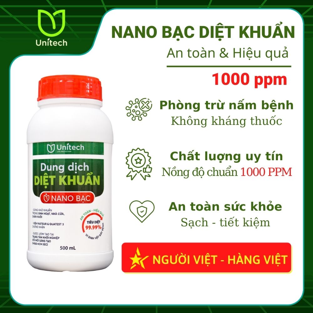 Dung dịch nano bạc diệt khuẩn Unitech  - Nguyên chất nồng độ 1000 ppm
