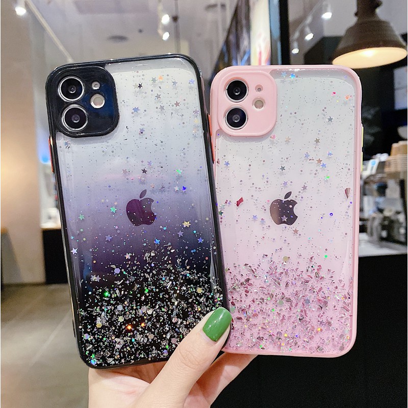 Ốp lưng Samsung A12 A02S M11 A11 A71 A51 A31 A50 A50S A30 A30S A20 Colorful Glitter Gold leaf Skin feel Soft Case