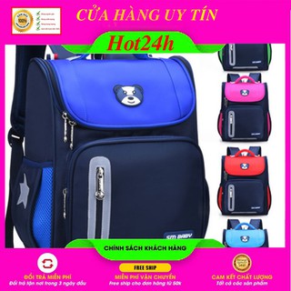 Balo chống gù dáng hộp, cặp học sinh tiểu học có phát quang bảo vệ cho bé- BL104