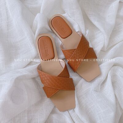DÉP NỮ THỜI TRANG SIÊU XINH, DỄ THƯƠNG QUAI CHÉO Ô MŨI VUÔNG VN SHU STORE